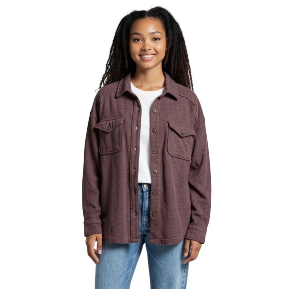 Arizona Jean Co. Tops - Arizona‎ Jean Co. Button Down Shirt Jacket Top Womens Plum Casual Size XS